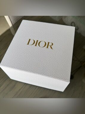 Dior White Box with Gold Logo Text